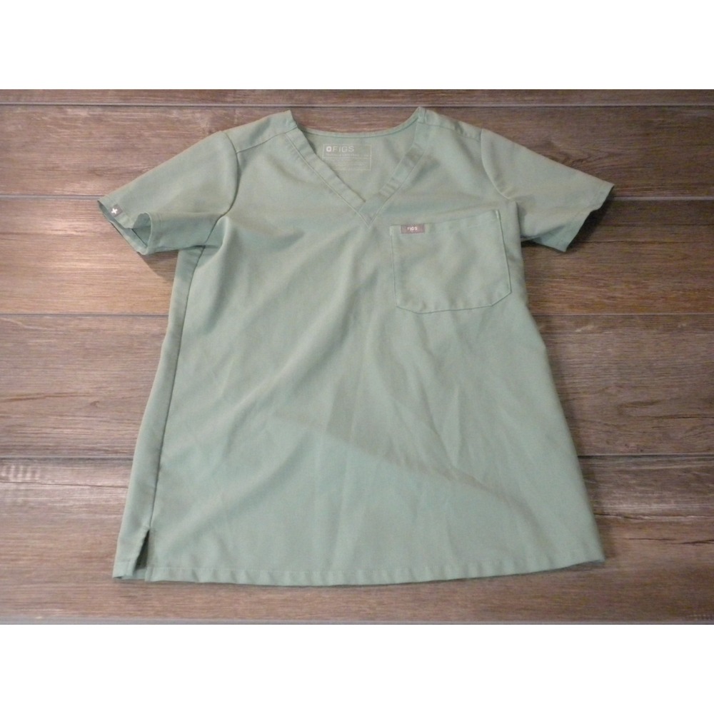 Figs Scrub Top Womens XS Green Catarina One Pocket Athletic Minimalist V-neck